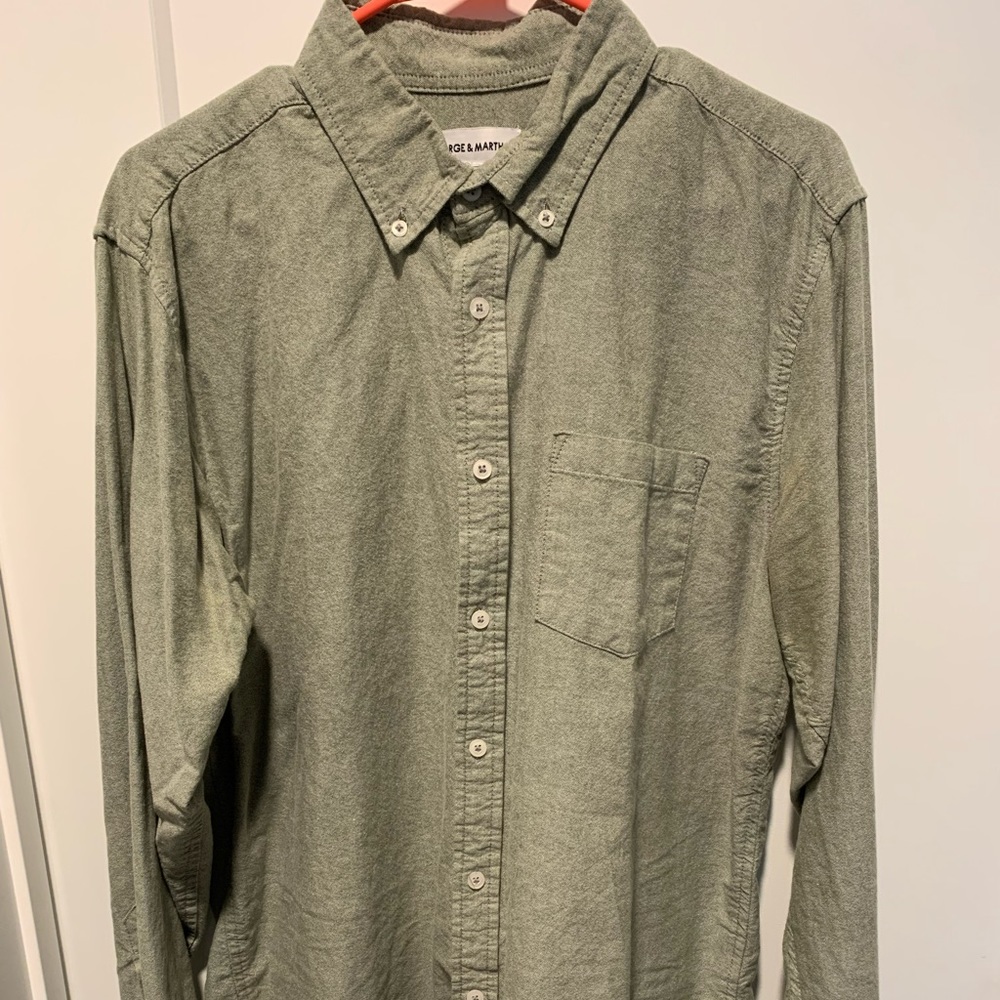 Green Button Down